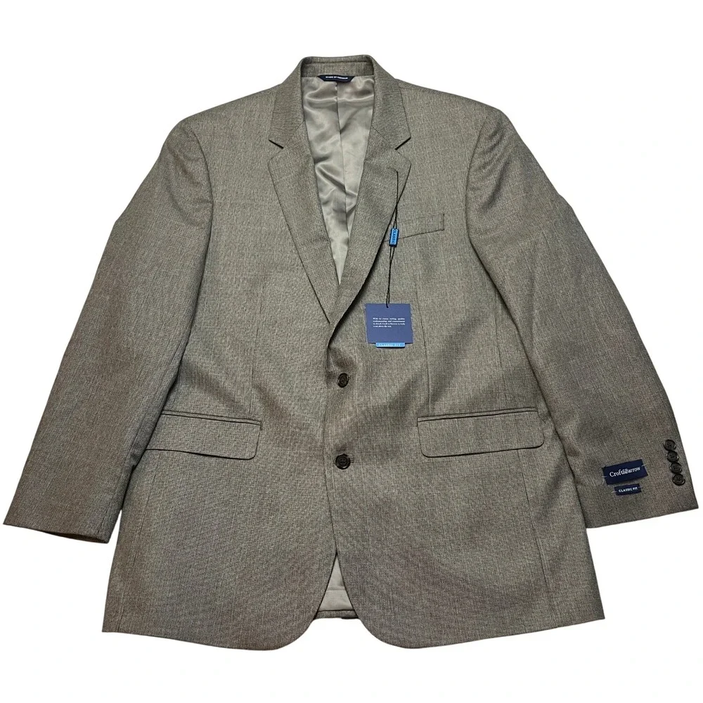 Croft & Barrow Sport Coat Mens 44L Brown Classic Fit Two Button‎ Blazer NWT